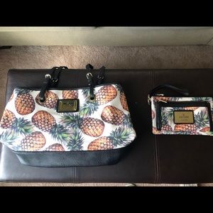 Nicole Miller Pineapple Tote with clutch wallet